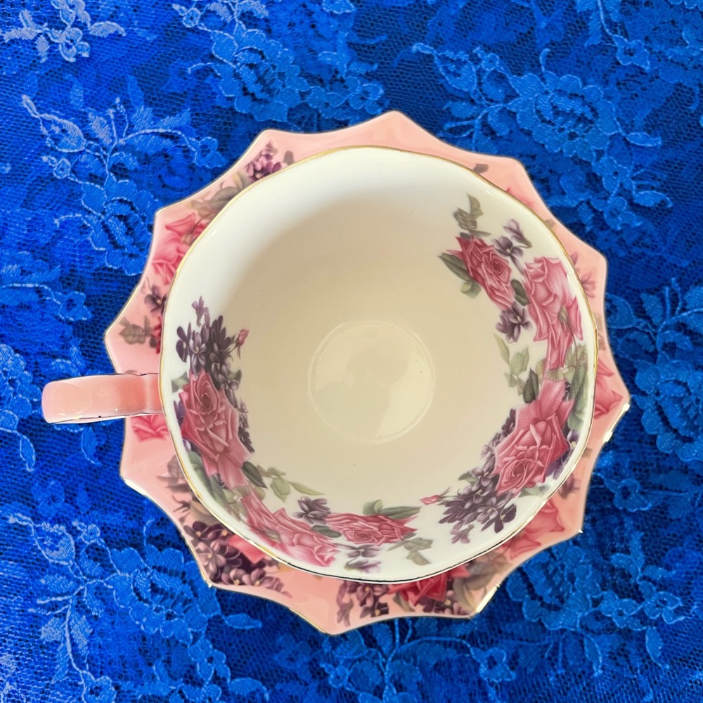 NWOT Meritage Floral Coral- Pink Teacup and Saucer Set - Picture 7 of 7